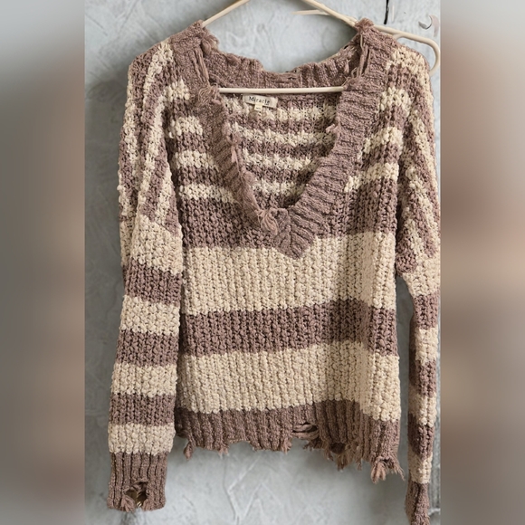 Miracle Sweaters - Cozy Striped V-Neck Sweater